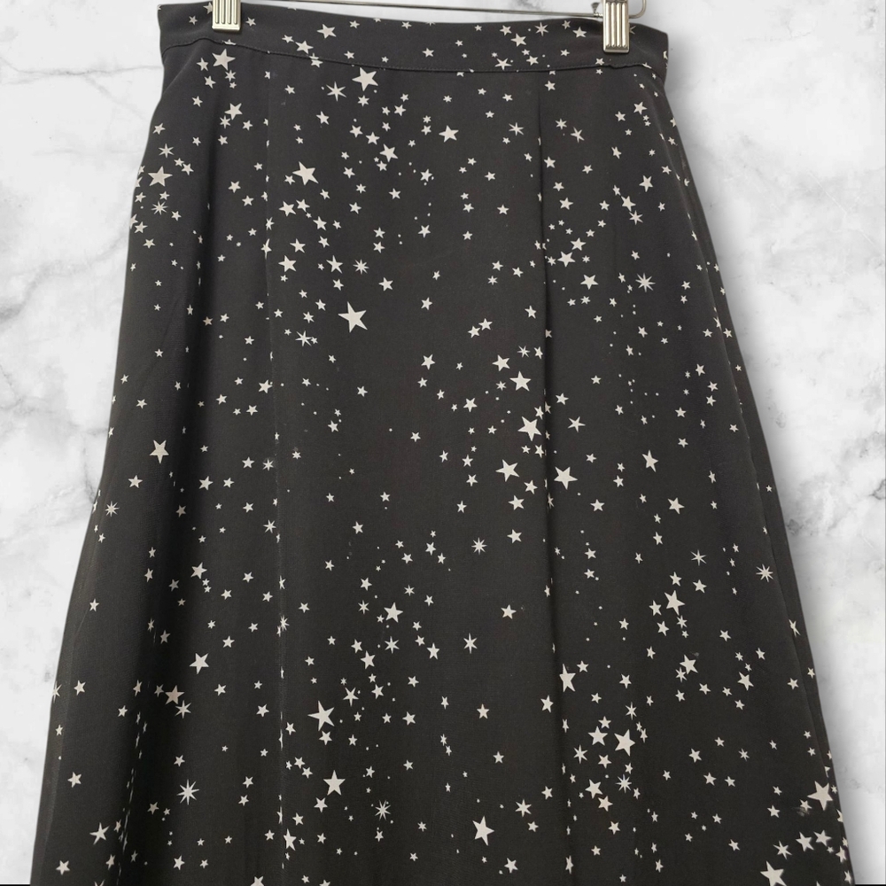 Chiffon‎ Star Print Tiered Midi Skirt Black White Size Small - Picture 4 of 8